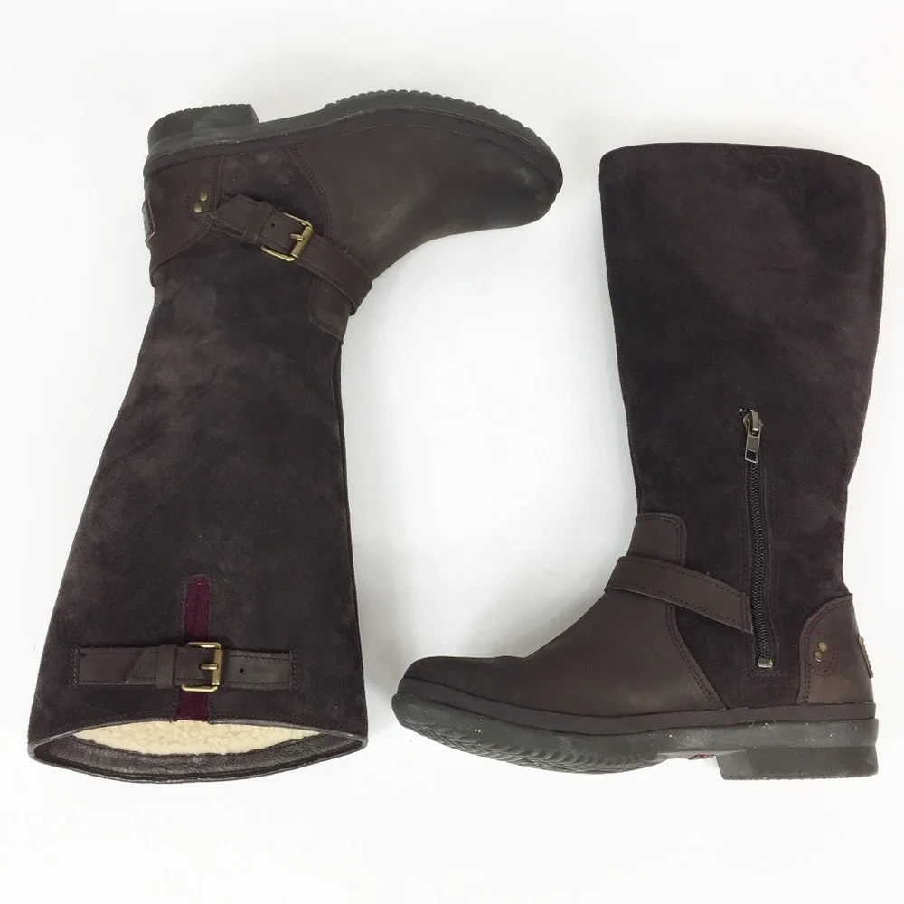 UGG Australia Thomsen Brown Suede Leather Boots 6 - Picture 3 of 8
